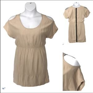 Urban Outfitters Silence + Noise Cold Shoulder Button Back Tan Dress size XS